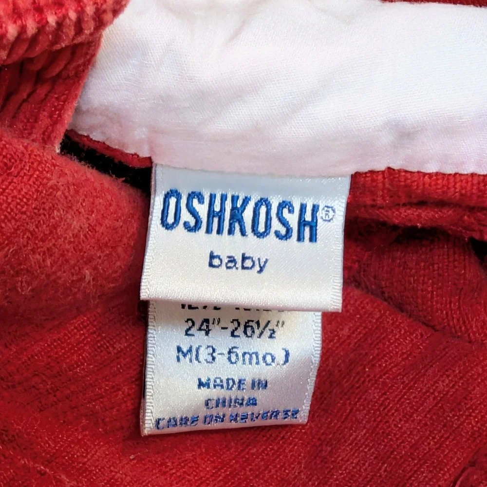 Vintage Osh Kosh Baby Bgosh‎ Corduroy Penguin Overalls Y2K Red Size 3-6 Months